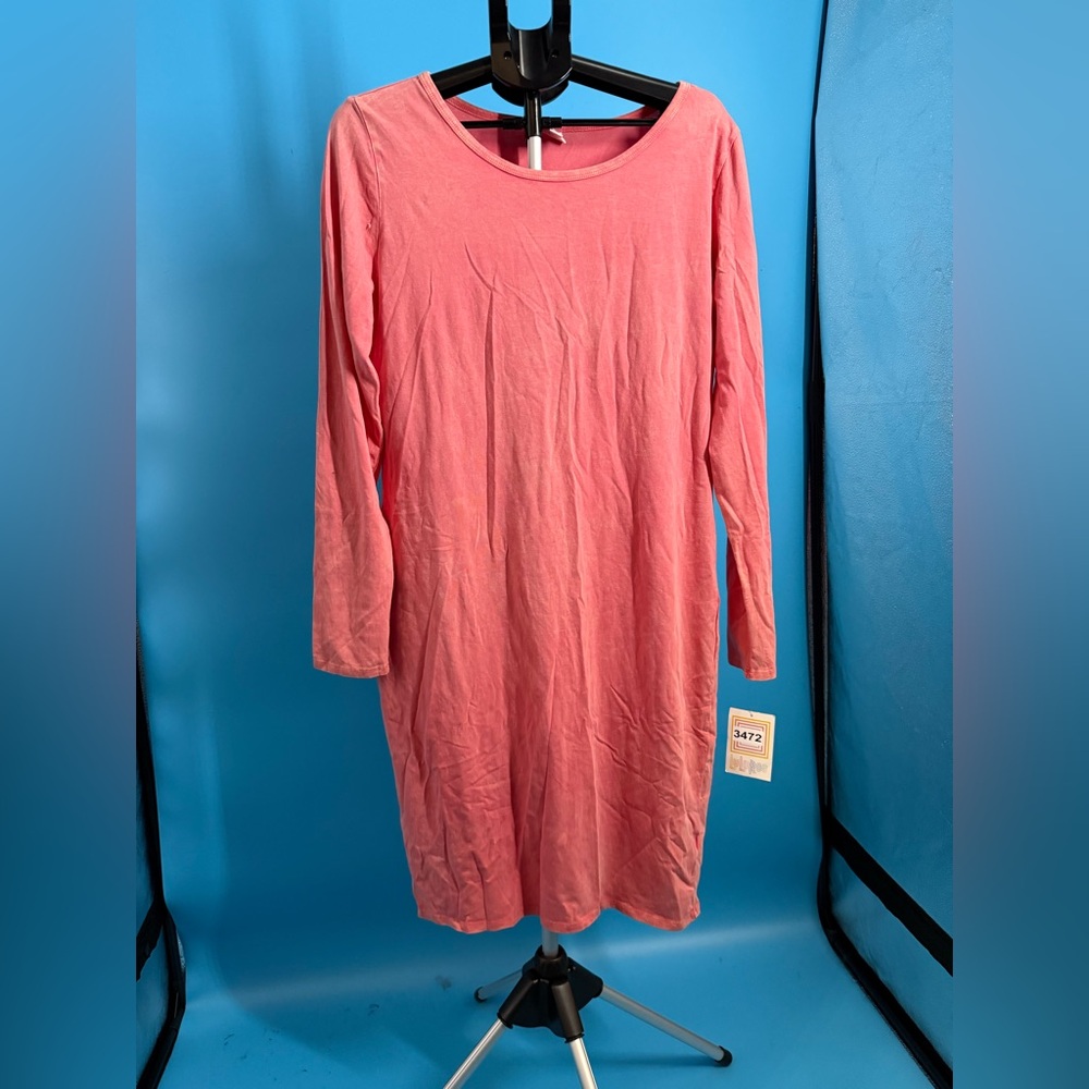 Women LuLaRoe Sz 2XL Salmon Coral Tie Dye Long Sleeve Debbie Dress net